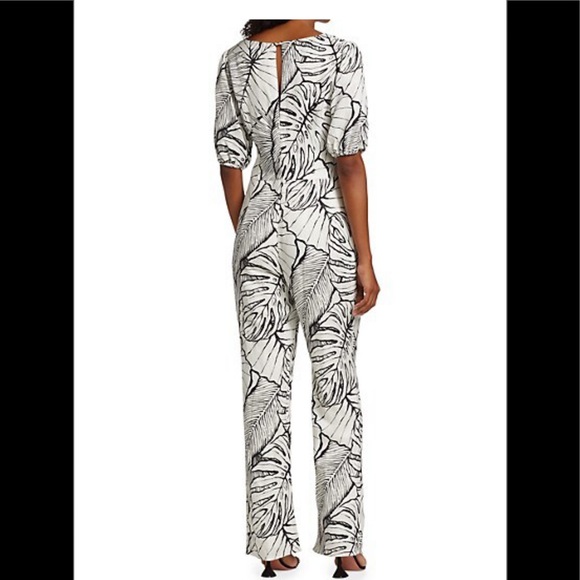 Marchesa Puff-Sleeve Front-Tie Linen Jumpsuit, SZ 6, new, $ 495 - Picture 2 of 8